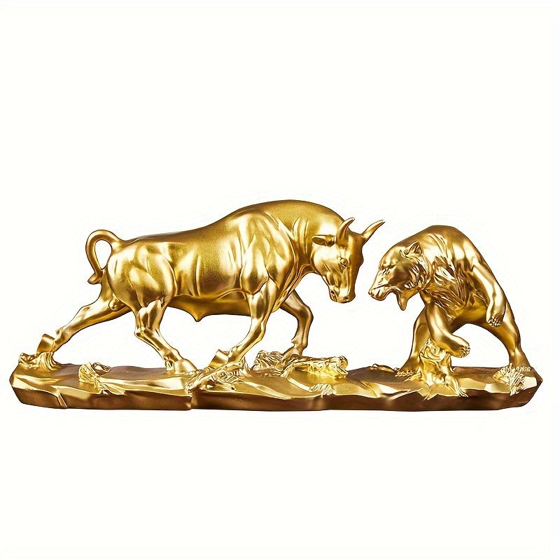 Stier und Bär Skulptur aus Kunstharz – Symbol für Stärke & Aufschwung