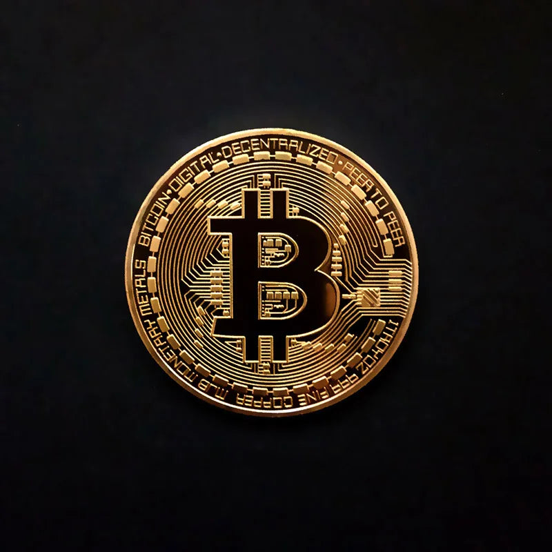 Colección de arte Casascius bañada en oro de 5 piezas, regalo criptográfico, conmemorativo, metal físico, moneda de Bitcoin de imitación antigua, coleccionable.
