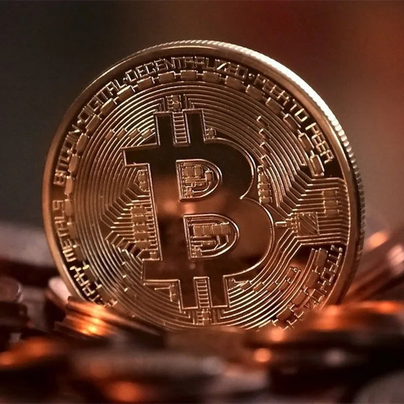 Colección de arte Casascius bañada en oro de 5 piezas, regalo criptográfico, conmemorativo, metal físico, moneda de Bitcoin de imitación antigua, coleccionable.