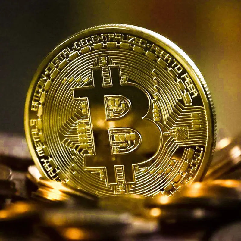 Colección de arte Casascius bañada en oro de 5 piezas, regalo criptográfico, conmemorativo, metal físico, moneda de Bitcoin de imitación antigua, coleccionable.
