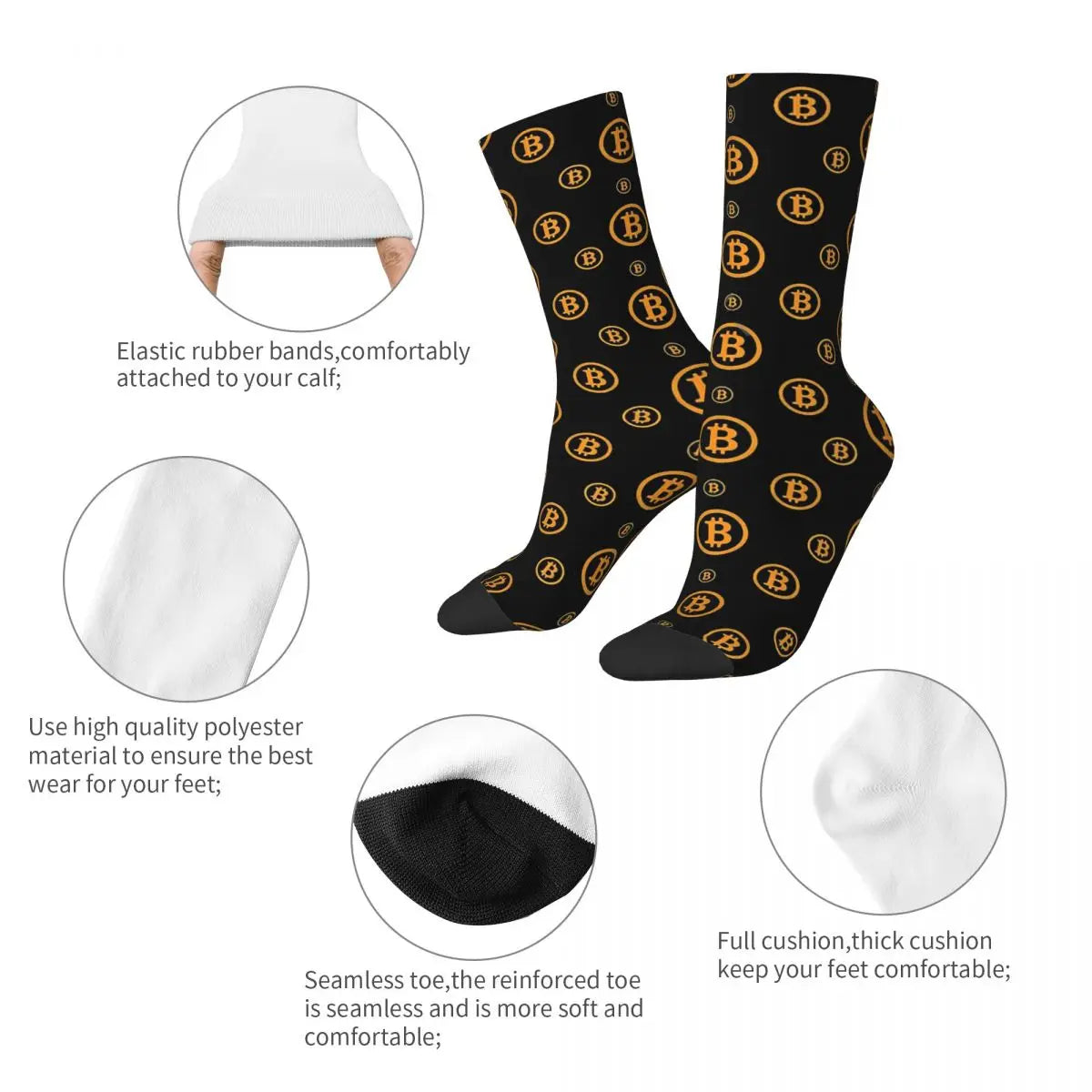 Calcetines unisex con estampado de logotipo de Bitcoin estilo hip hop vintage para hombre, con estampado de Bitcoin estilo Harajuku, regalo para niño