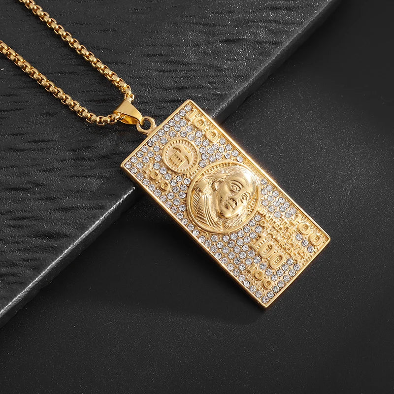 Stainless Steel FAKE Bitcoin Coin Pendant Collectible Art Necklace for Men Fashion Charm Jewelry Birthday Gift