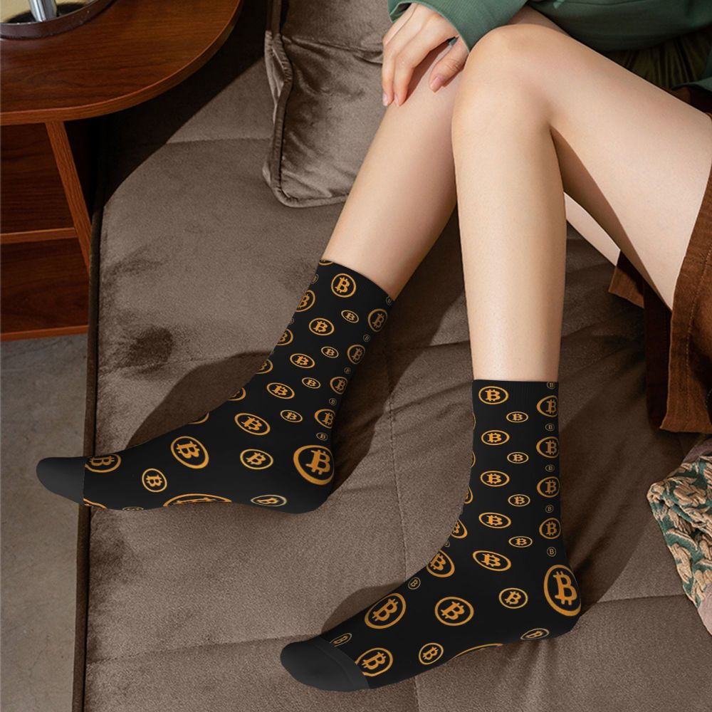 Calcetines unisex con estampado de logotipo de Bitcoin estilo hip hop vintage para hombre, con estampado de Bitcoin estilo Harajuku, regalo para niño
