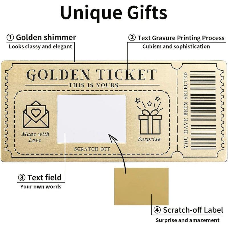6er-Set Gold-Design Rubbelkarten mit Umschlägen
