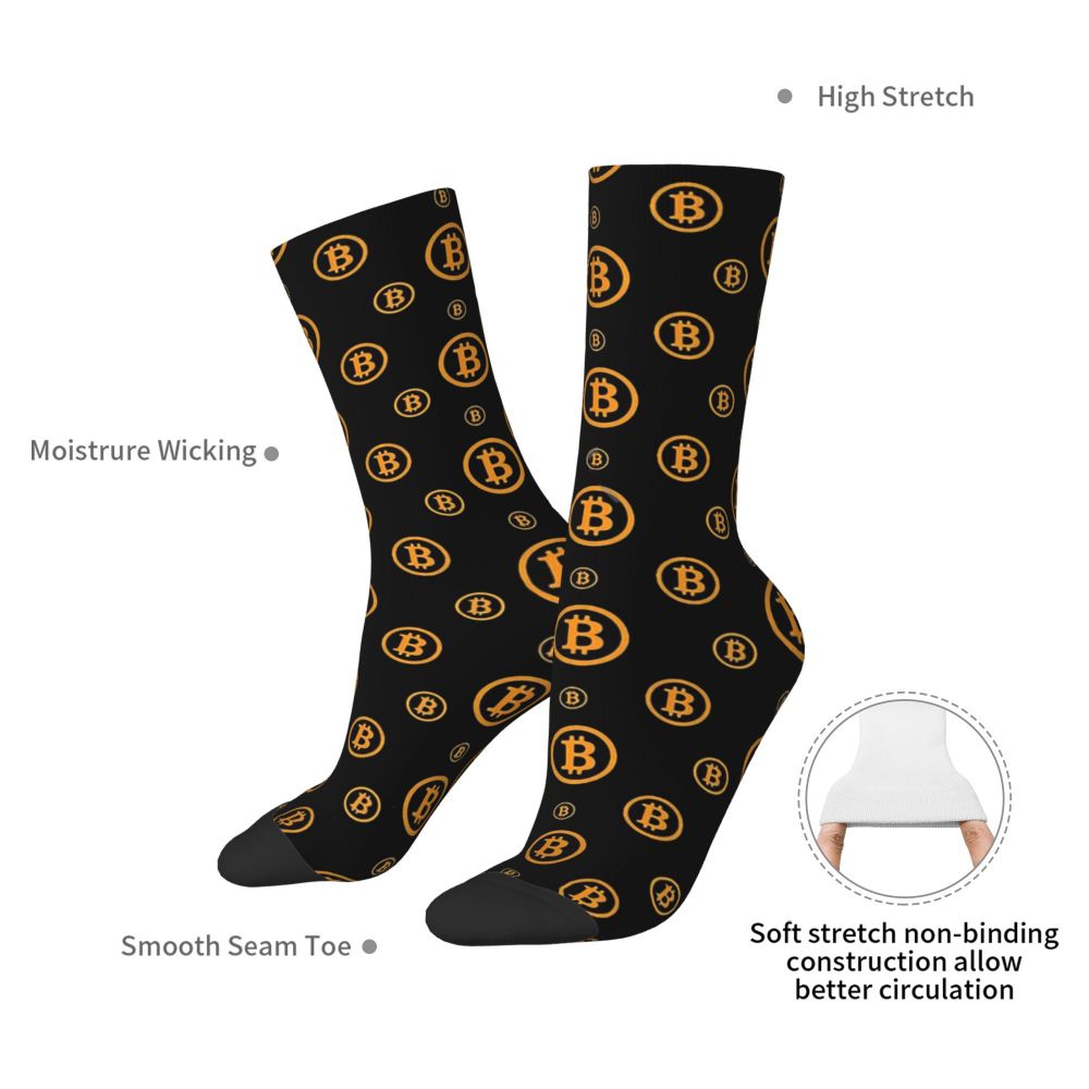 Calcetines unisex con estampado de logotipo de Bitcoin estilo hip hop vintage para hombre, con estampado de Bitcoin estilo Harajuku, regalo para niño