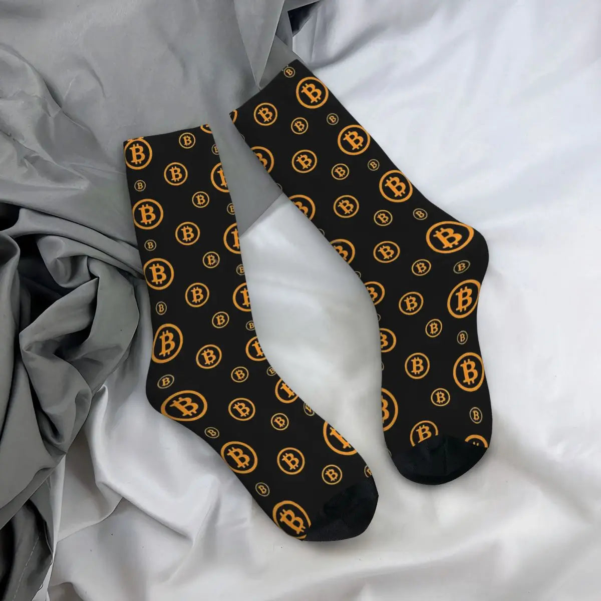 Calcetines unisex con estampado de logotipo de Bitcoin estilo hip hop vintage para hombre, con estampado de Bitcoin estilo Harajuku, regalo para niño
