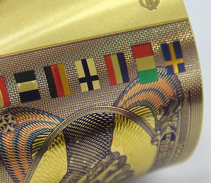 Billete de un millón de euros en papel dorado, réplica de moneda europea para coleccionismo, artesanías monetarias.