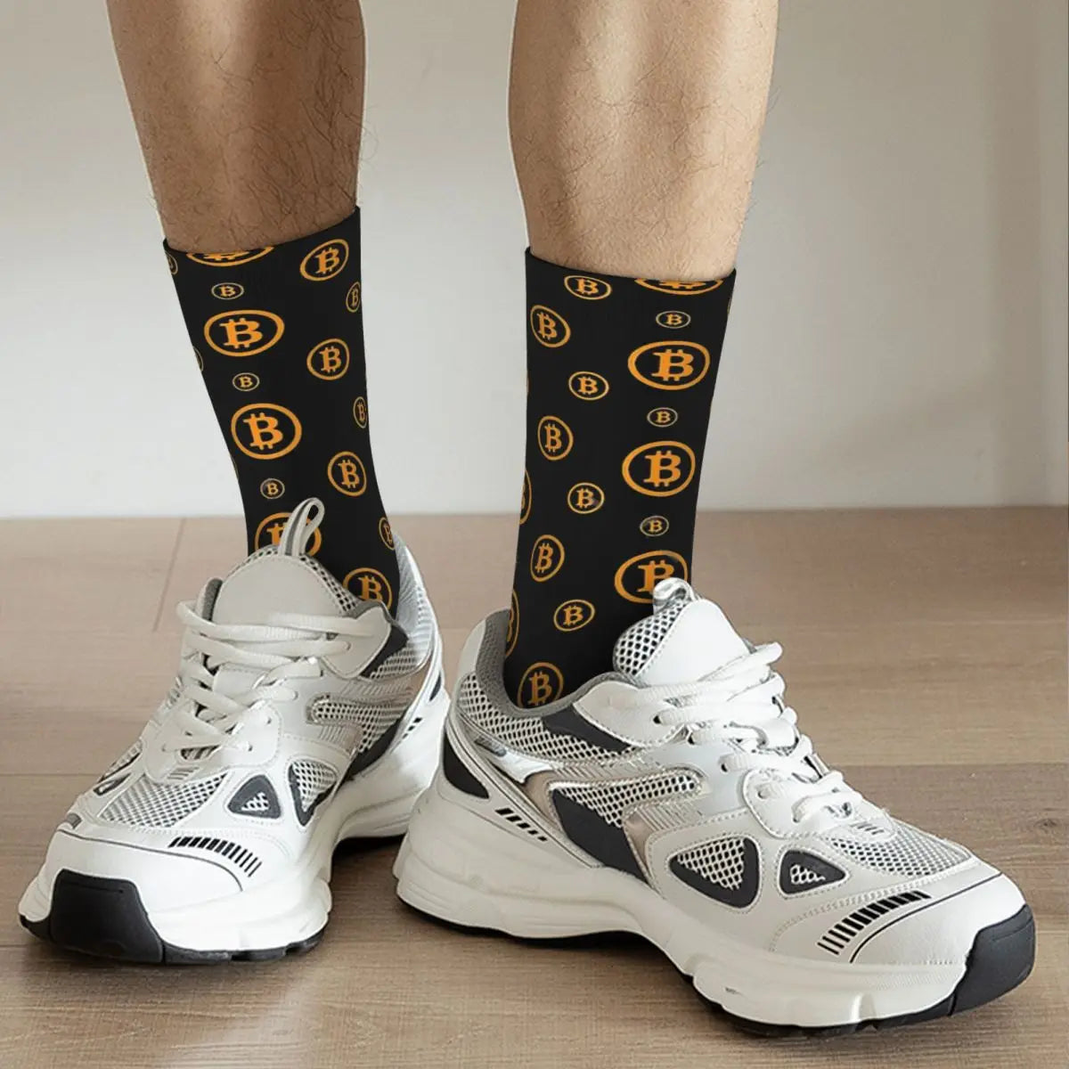 Calcetines unisex con estampado de logotipo de Bitcoin estilo hip hop vintage para hombre, con estampado de Bitcoin estilo Harajuku, regalo para niño