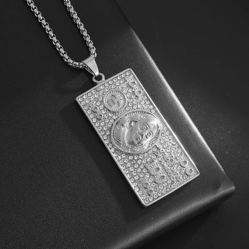 Stainless Steel FAKE Bitcoin Coin Pendant Collectible Art Necklace for Men Fashion Charm Jewelry Birthday Gift