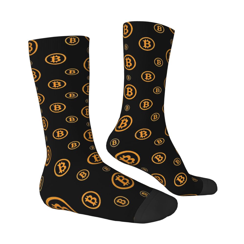 Calcetines unisex con estampado de logotipo de Bitcoin estilo hip hop vintage para hombre, con estampado de Bitcoin estilo Harajuku, regalo para niño