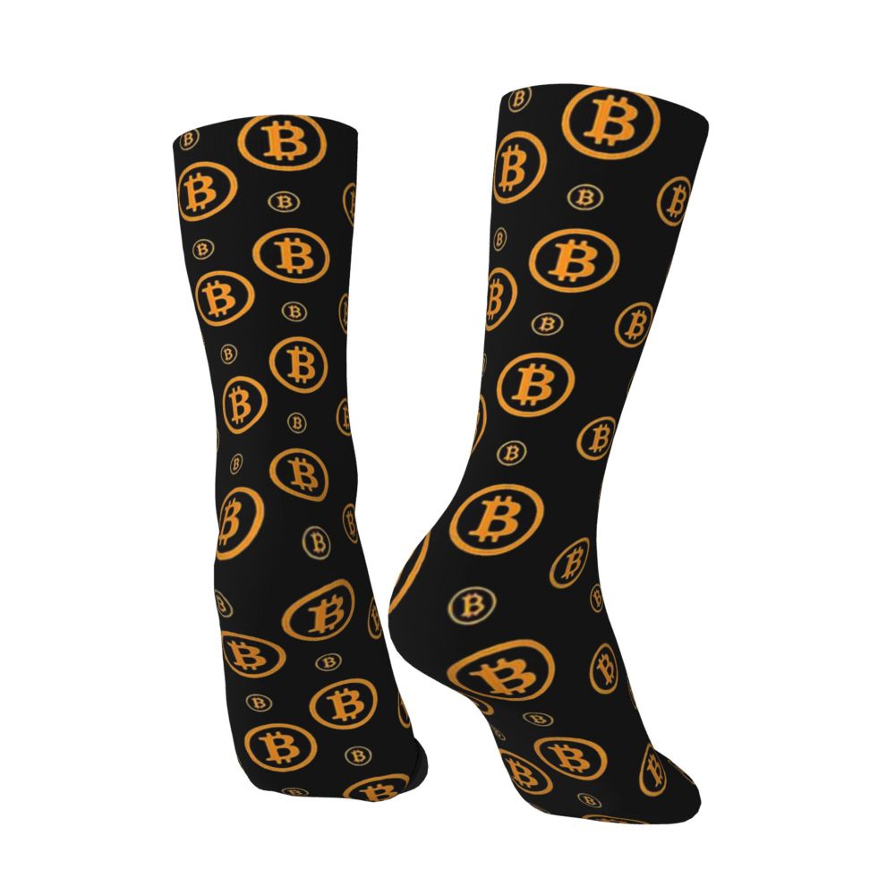 Calcetines unisex con estampado de logotipo de Bitcoin estilo hip hop vintage para hombre, con estampado de Bitcoin estilo Harajuku, regalo para niño