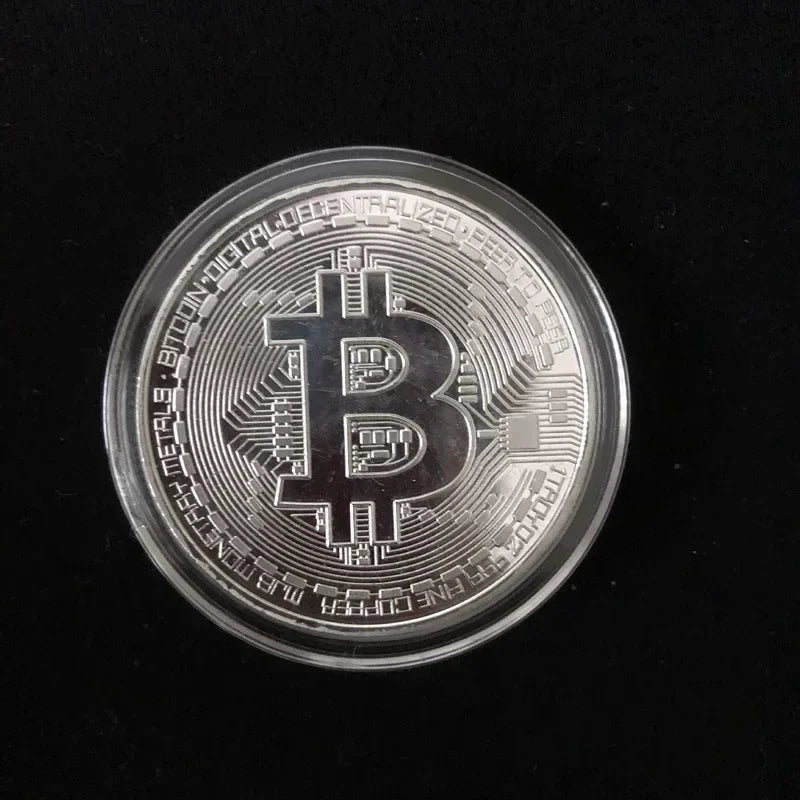 Colección de arte Casascius bañada en oro de 5 piezas, regalo criptográfico, conmemorativo, metal físico, moneda de Bitcoin de imitación antigua, coleccionable.