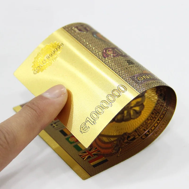 Billete de un millón de euros en papel dorado, réplica de moneda europea para coleccionismo, artesanías monetarias.