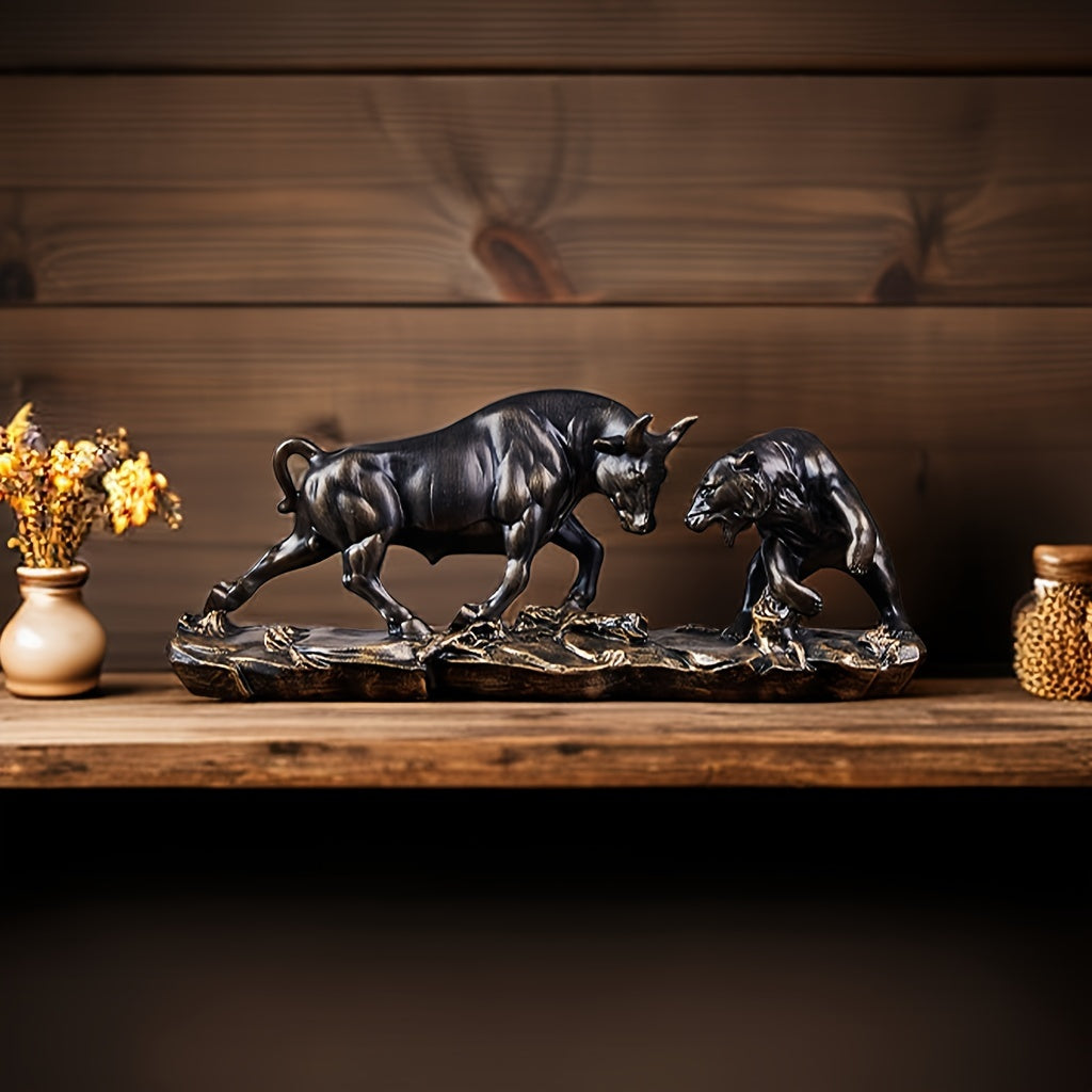 Stier und Bär Skulptur aus Kunstharz – Symbol für Stärke & Aufschwung