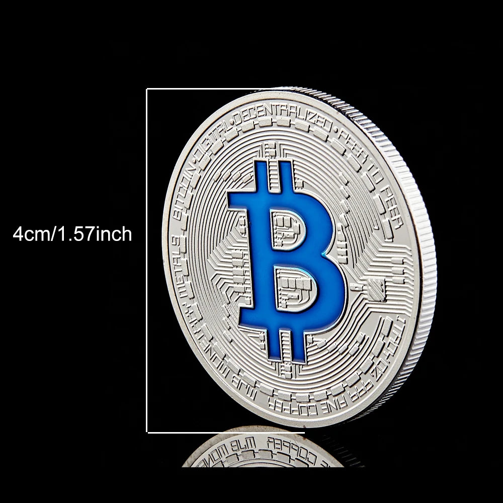 Moneda coleccionable de Bitcoin, Casascius física bañada en plata, monedas conmemorativas de BTC