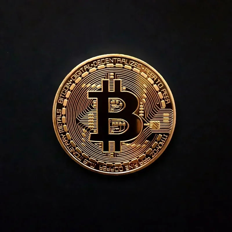 Colección de arte Casascius bañada en oro de 5 piezas, regalo criptográfico, conmemorativo, metal físico, moneda de Bitcoin de imitación antigua, coleccionable.