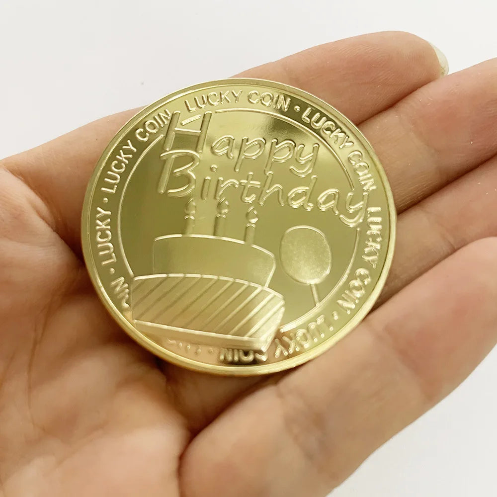 Medalla conmemorativa, celebración del festival, moneda de la suerte, conmemoración de feliz cumpleaños