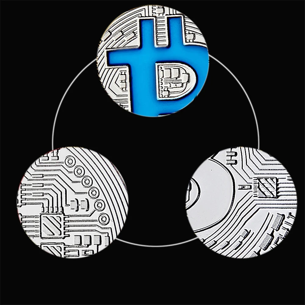 Moneda coleccionable de Bitcoin, Casascius física bañada en plata, monedas conmemorativas de BTC