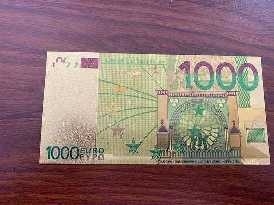 1 billete de oro de 1000 euros para mascotas, billetes de todo el mundo, billetes de color coleccionables, papel moneda para coleccionar.