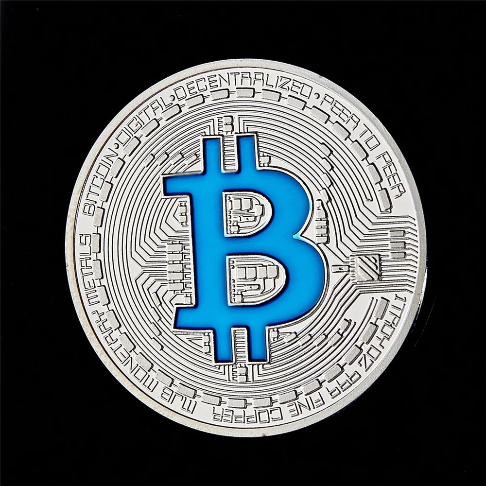 Moneda coleccionable de Bitcoin, Casascius física bañada en plata, monedas conmemorativas de BTC