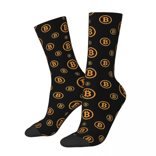 Calcetines unisex con estampado de logotipo de Bitcoin estilo hip hop vintage para hombre, con estampado de Bitcoin estilo Harajuku, regalo para niño
