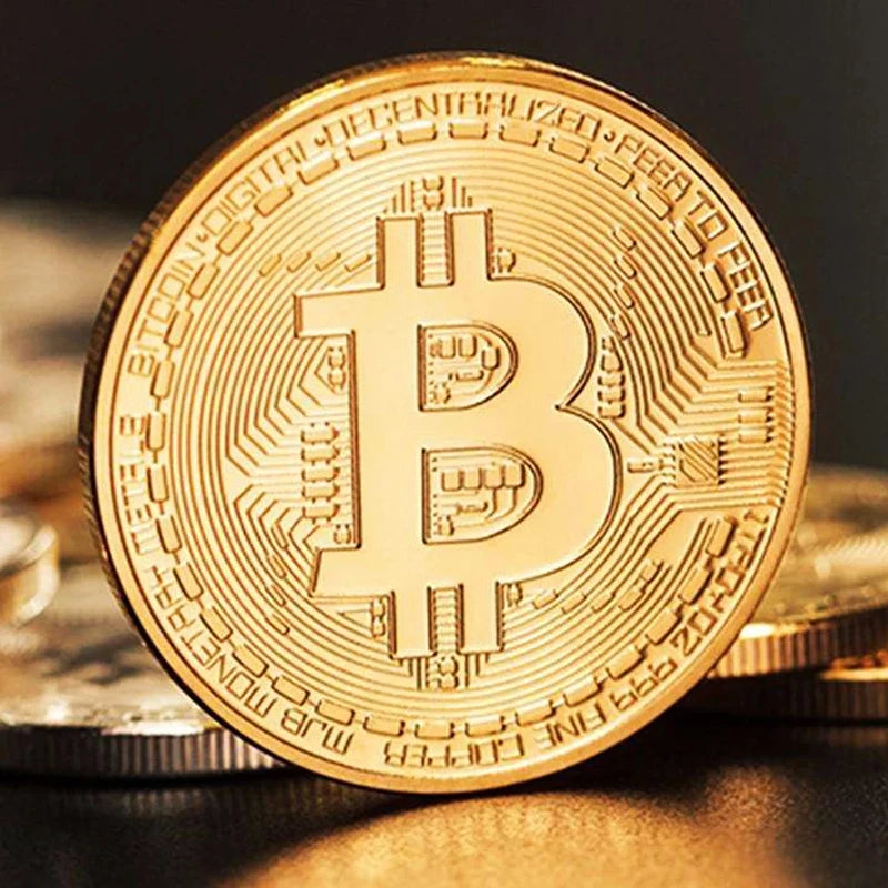 Moneda Bitcoin chapada en oro, colección de arte coleccionable, regalo, moneda criptográfica Casascius conmemorativa física, metal, imitación antigua.