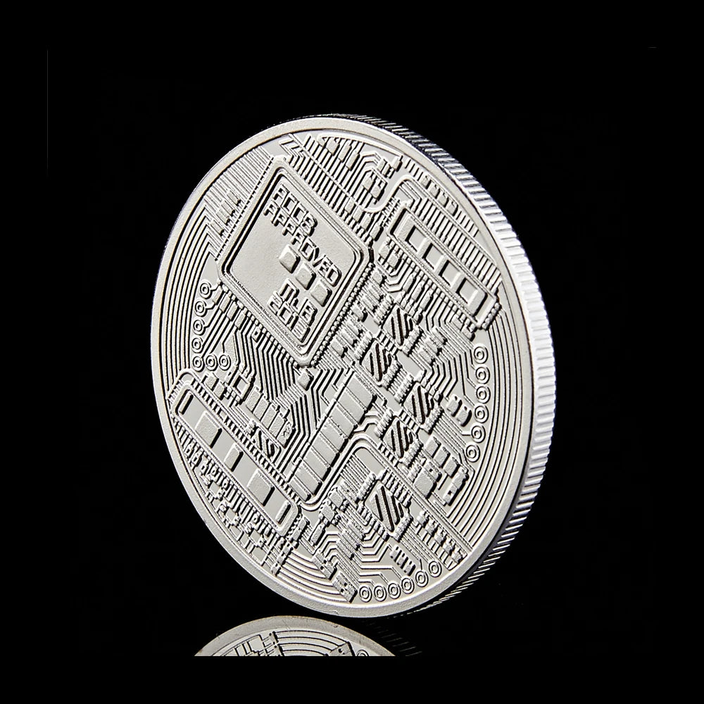 Moneda coleccionable de Bitcoin, Casascius física bañada en plata, monedas conmemorativas de BTC
