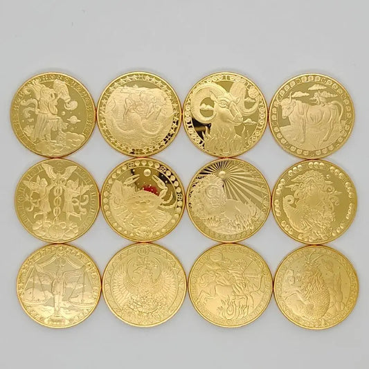 Europäische Sternzeichen-Münzen – 12er-Set aus Metall