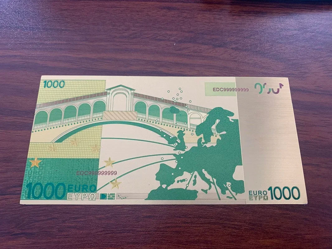 1 billete de oro de 1000 euros para mascotas, billetes de todo el mundo, billetes de color coleccionables, papel moneda para coleccionar.