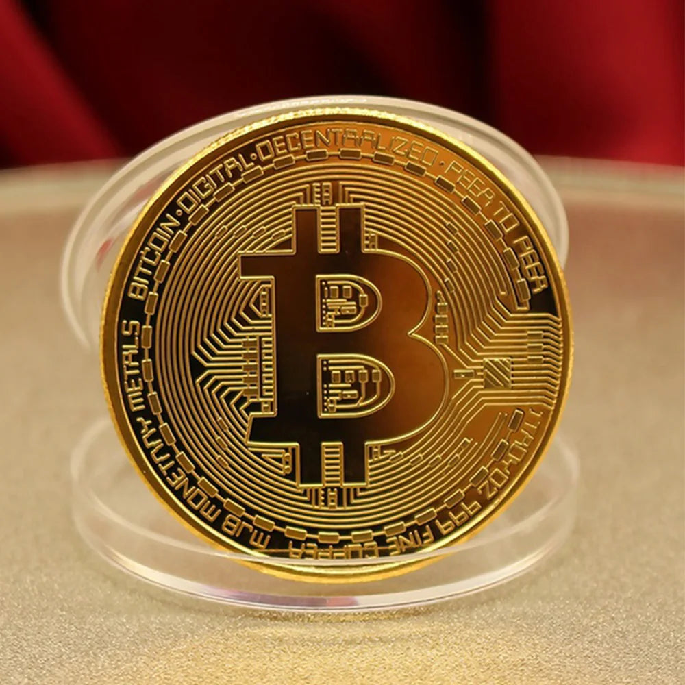 Moneda Bitcoin chapada en oro, colección de arte coleccionable, regalo, moneda criptográfica Casascius conmemorativa física, metal, imitación antigua.
