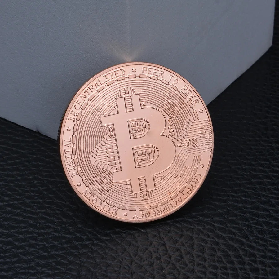 Moneda Bitcoin chapada en oro, colección de arte coleccionable, regalo, moneda criptográfica Casascius conmemorativa física, metal, imitación antigua.
