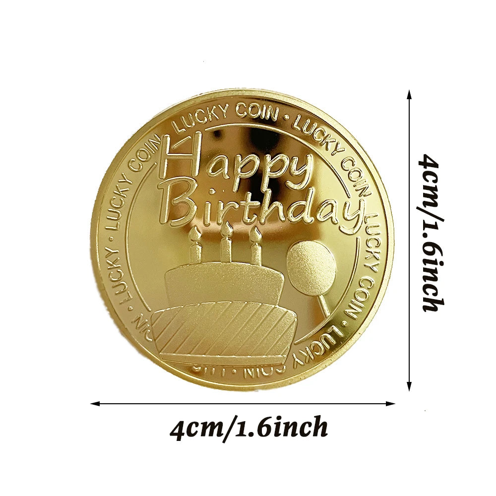 Medalla conmemorativa, celebración del festival, moneda de la suerte, conmemoración de feliz cumpleaños