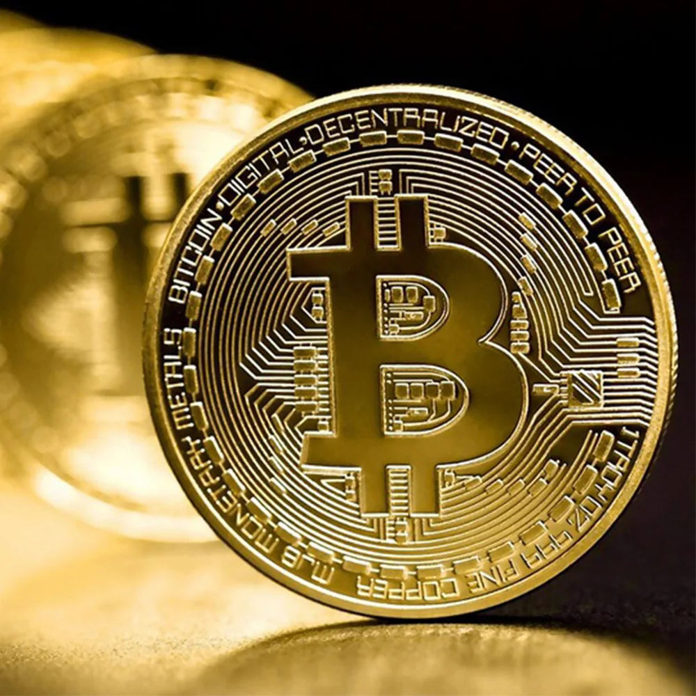 Moneda Bitcoin chapada en oro, colección de arte coleccionable, regalo, moneda criptográfica Casascius conmemorativa física, metal, imitación antigua.