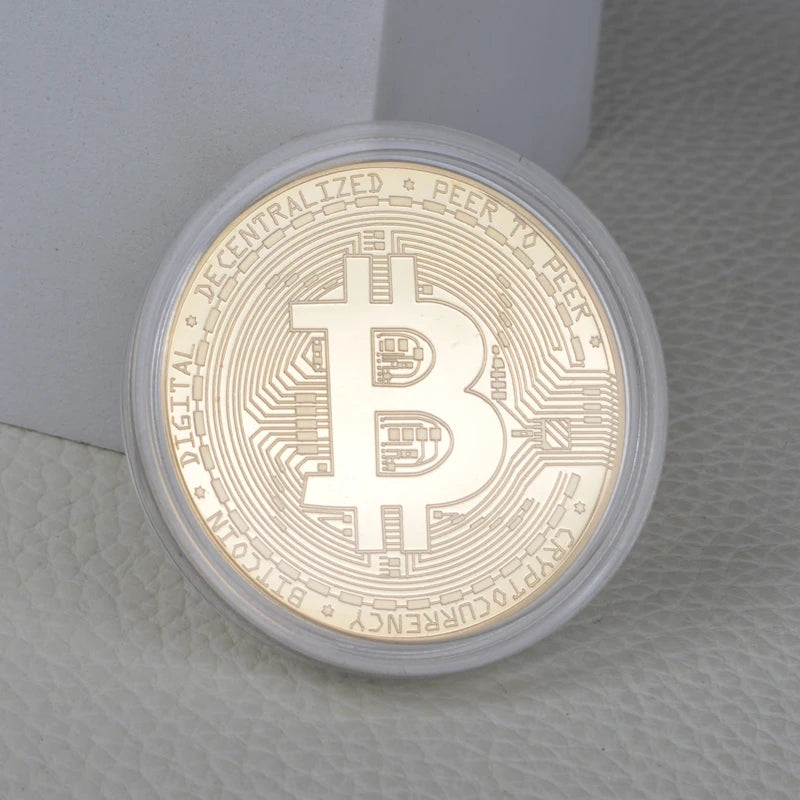 Moneda Bitcoin chapada en oro, colección de arte coleccionable, regalo, moneda criptográfica Casascius conmemorativa física, metal, imitación antigua.