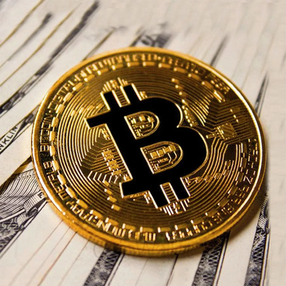Moneda Bitcoin chapada en oro, colección de arte coleccionable, regalo, moneda criptográfica Casascius conmemorativa física, metal, imitación antigua.