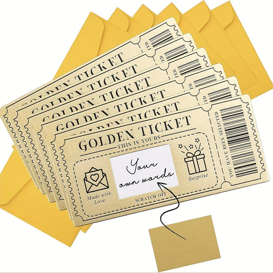 6er-Set Gold-Design Rubbelkarten mit Umschlägen