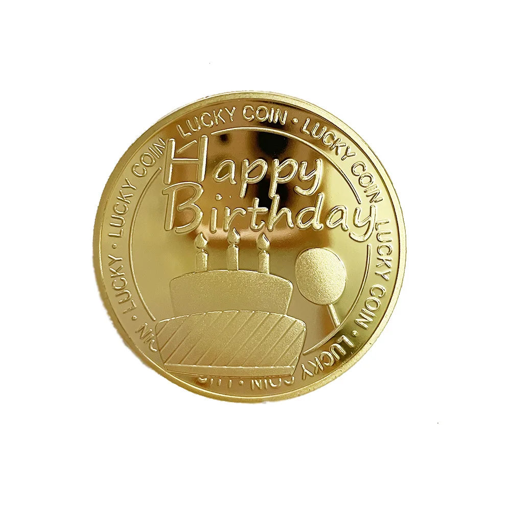 Medalla conmemorativa, celebración del festival, moneda de la suerte, conmemoración de feliz cumpleaños