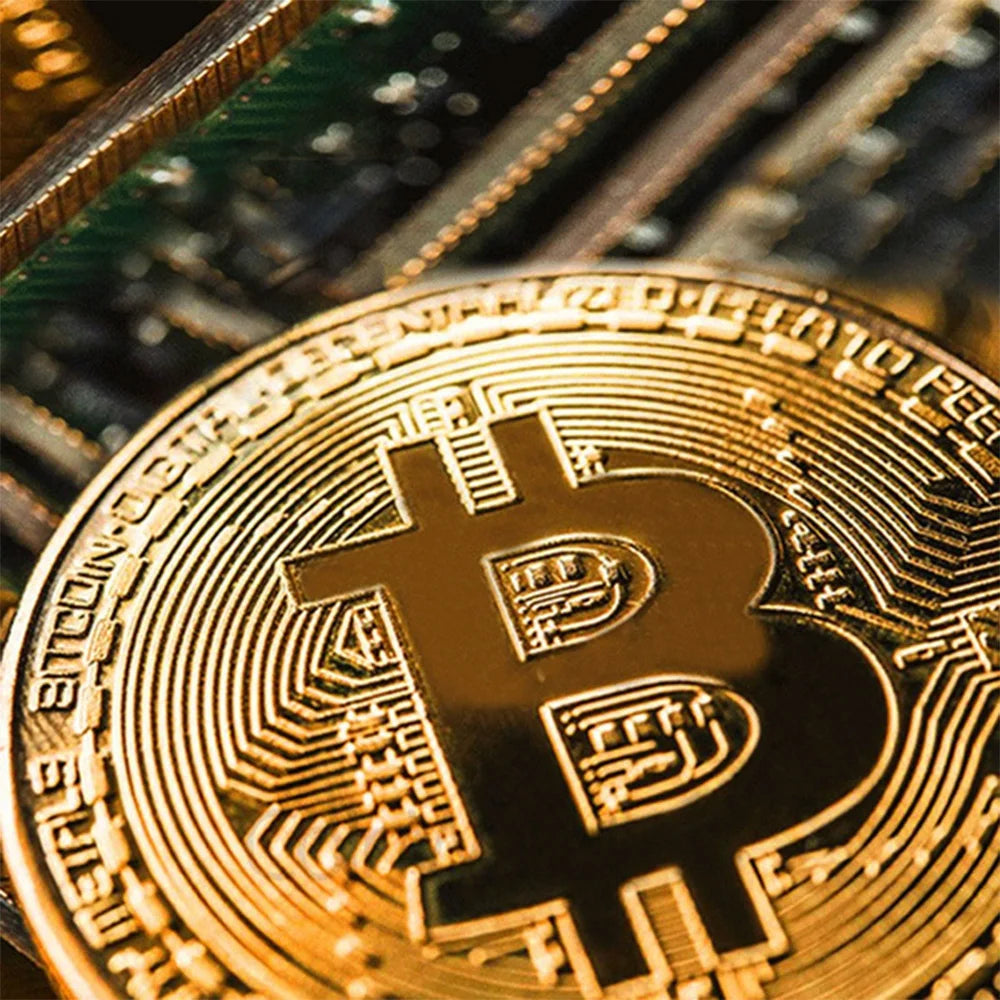 Moneda Bitcoin chapada en oro, colección de arte coleccionable, regalo, moneda criptográfica Casascius conmemorativa física, metal, imitación antigua.